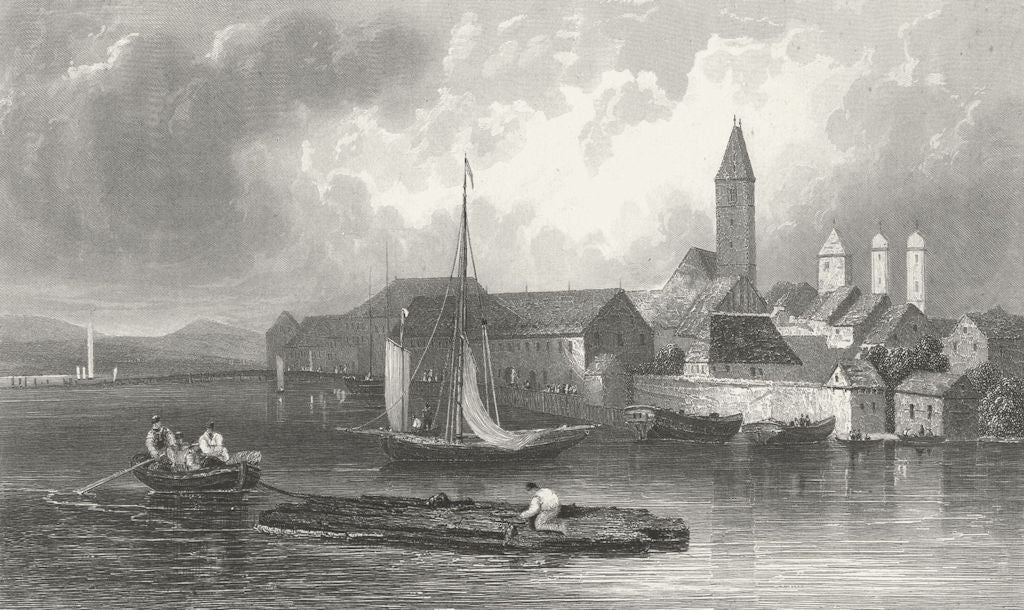 GERMANY. Friedrichshafen. Tombleson boats raft 1830 old antique print picture